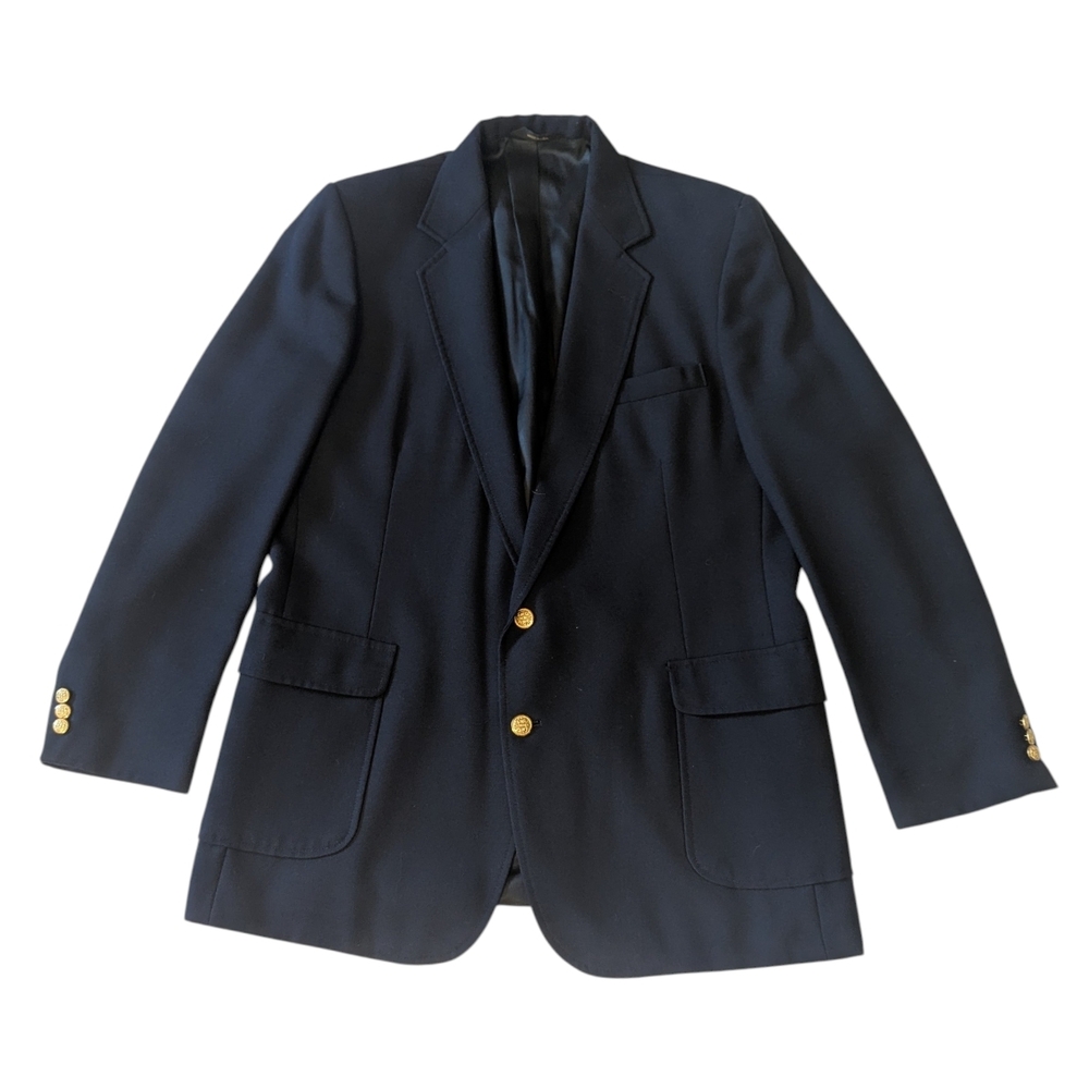 VTG Imperial By Haggar Blue Gold Button Single Breasted Blazer USA Men's 44L